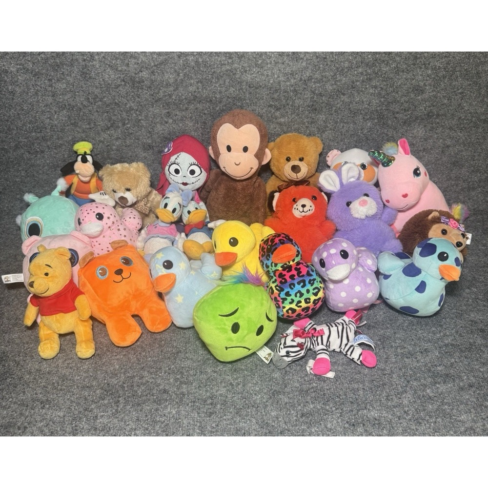 Mixed Plush 24 pc Lot Disney Character Plush Stuffed Animals Bears, Ducks Mixed